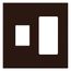 Architectural 2 Gang Wall Plate for 1 Nova T Dimmer (Left), 1 Accessory (Right), Matte Finish, Brown,