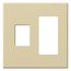 Architectural 2 Gang Wall Plate for 1 Nova T Dimmer (Left), 1 Accessory (Right), Matte Finish, Ivory,
