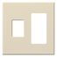 Architectural 2 Gang Wall Plate for 1 Nova T Dimmer (Left), 1 Accessory (Right), Matte Finish, Light Almond,