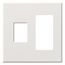 Architectural 2 Gang Wall Plate for 1 Nova T Dimmer (Left), 1 Accessory (Right), Matte Finish, White,