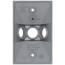 Single Gang Weatherproof Rectangle Cover, 3 Holes, 1/2" KO (Gray)