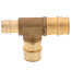 3/4" x 1/2" x 3/4" Expansion PEX Reducing Tee (Lead Free Brass)