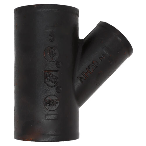 3" x 2" No Hub Cast Iron Wye