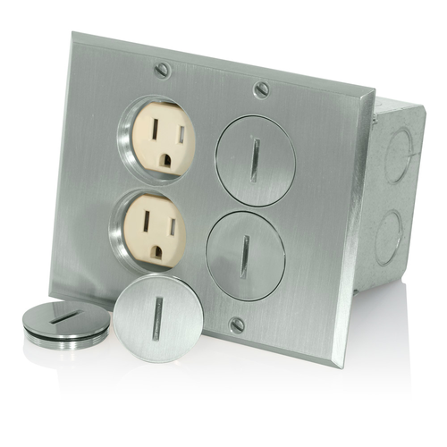 Main product image of Floor Box Assembly w/ (2) 15A Tamper-resistant Outlet/receptacle, Nickel