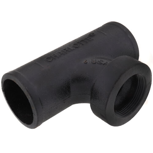 00405 Charlotte 00405 2" x 11/2" No Hub Cast Iron Sanitary Tapped Tee