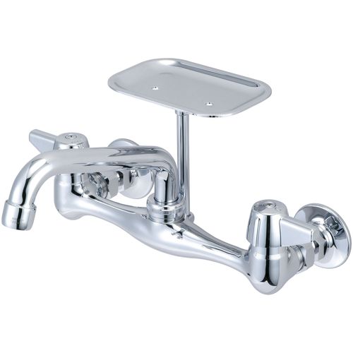 Main product image of 7-7/8"-8-1/8" Reach Tube Swivel Spout, Two Canopy Handle Wallmount Kitchen Faucet, 6" Tube Spout, 0048-UA
