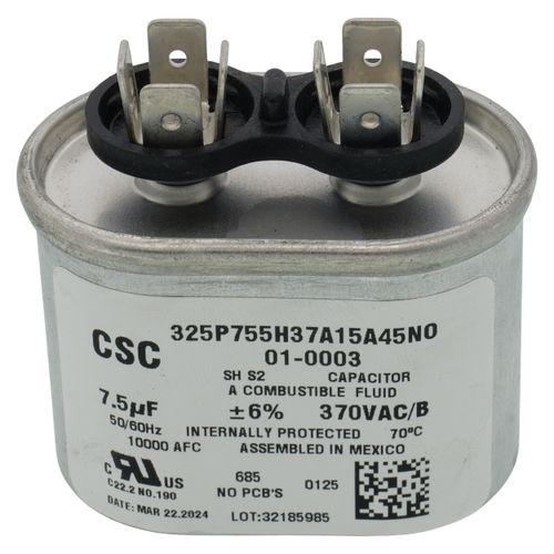 Main product image of 7.5 MFD Oval Capacitor (370V), 01-0003