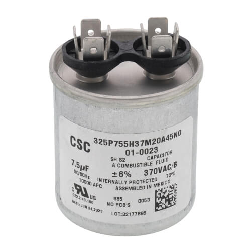 Main product image of Round Run Dual Capacitor 7.5 MFD 370 V, 01-0023