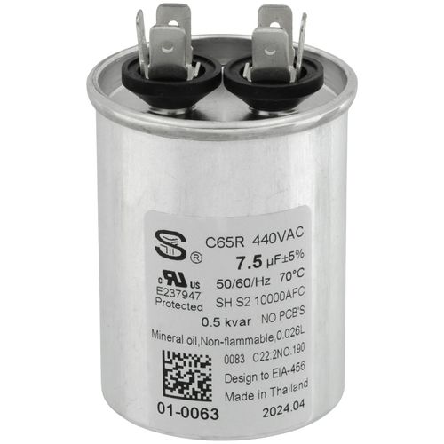 Main product image of Run Capacitor, Round, 440v, 7.5uf, 01-0063
