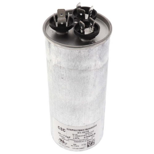 Main product image of 80/7.5 MFD Round Run Dual Capacitor (370V), 01-0279