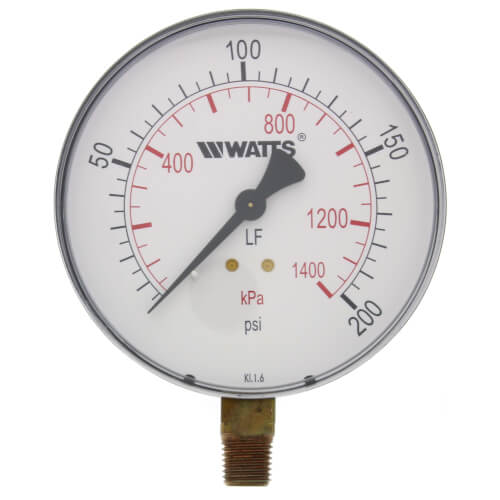 1/4" DPG-1 Bottom Entry Pressure Gauge w/ 4" Dial - Lead Free (0-200 PSI)