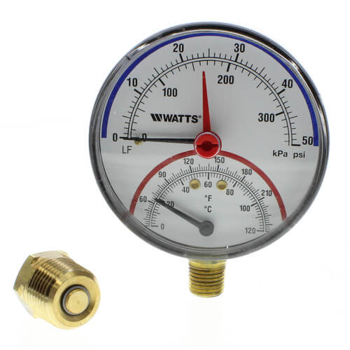 Main product image of LFDPTG-1 3" Bottom Entry Pressure & Temperature Gauge (0-50 psi)