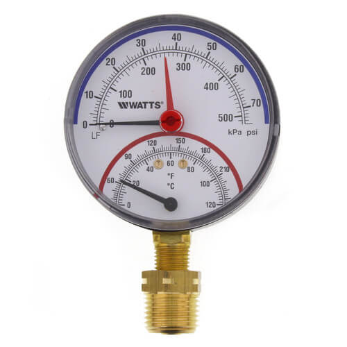 LFDPTG-1 3" Bottom Entry Pressure & Temperature Gauge (0-75 psi)
