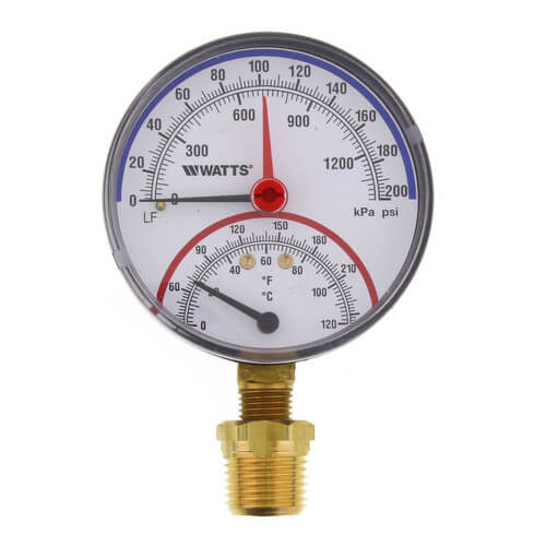 Main product image of LFDPTG-1 3" Bottom Entry Pressure & Temperature Gauge (0-200 psi)