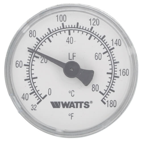 Main product image of 1/2 LFTB-1-1/2-132-176 Center Back Entry Bimetal Thermometer (1-1/2" Dial)