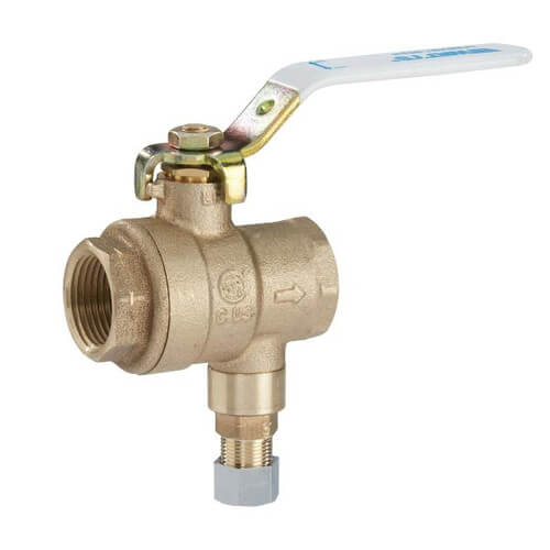 3/4" LFBRVM1 PEX Crimp x PEX Crimp x Compression Combination Ball Valve and Relief Valve, 125 PSI (Lead Free)