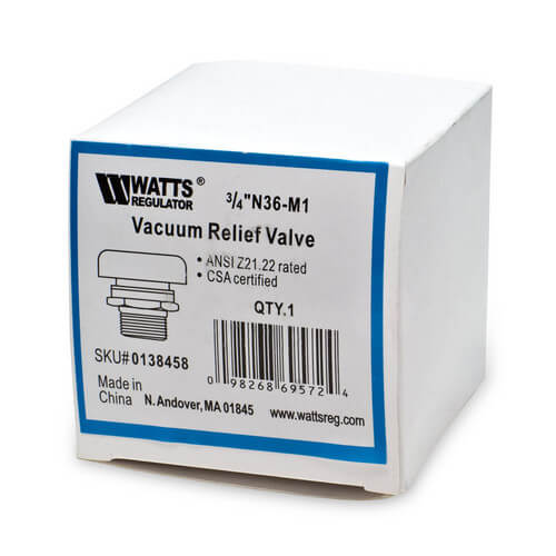 0138458 Watts 0138458 3/4" N 36M1 Water Service Vacuum Relief Valve