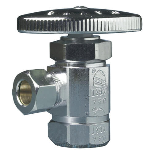 Main product image of 1/2" FIP x 3/8" OD Compression Angle Stop Valve - LF890003, No Lead (Chrome)