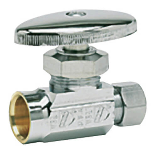 Main product image of 1/2" Nominal Sweat x 3/8" OD Compression Straight Stop Valve - LF892013, No Lead (Chrome)