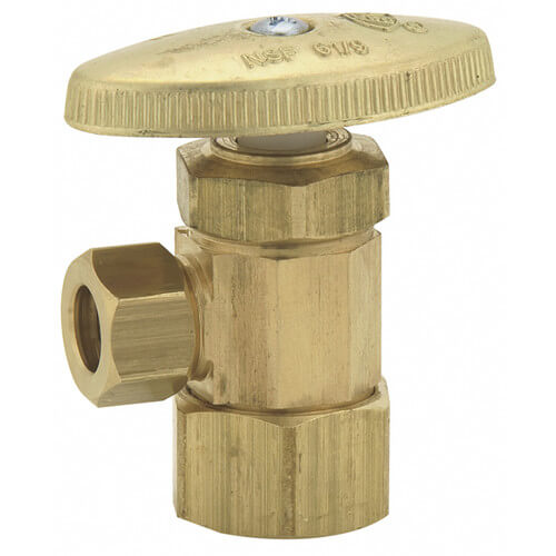 Main product image of 1/2" Nom Compression (5/8" OD) x 3/8" OD Compression Angle Stop Valve - LF894001, No Lead (Rough Brass)