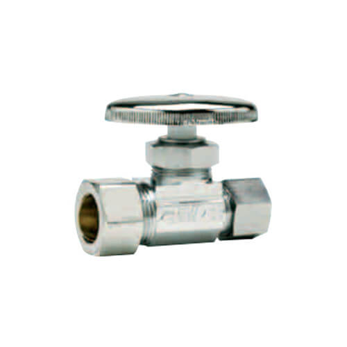 Main product image of 1/2" Nom Compression (5/8" OD) x 3/8" OD Compression Straight Stop Valve - LF894013, No Lead (Chrome)