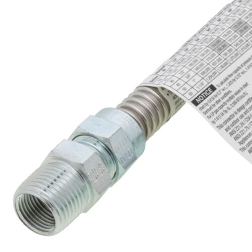 Model 20-3131-36 3/8" ID (1/2" OD) Stainless Steel Gas Connector 1/2" MIP x 1/2" MIP (36" Length)
