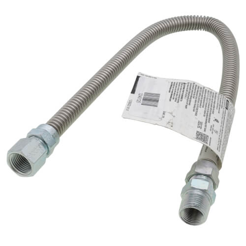Model 20-3132-24 3/8" ID (1/2" OD) Stainless Steel Gas Connector 1/2" MIP x 1/2" FIP (24" Length)