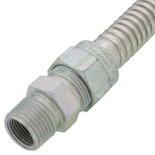 Main product image of Model 30-3135-18 1/2" ID (5/8" OD) Stainless Steel Gas Connector 1/2" MIP x 1/2" FIP Ball Valve (18" Length)
