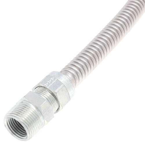 Main product image of Model 30-3141-48 1/2" ID (5/8" OD) Stainless Steel Gas Connector 1/2" MIP X 3/4" MIP (48" Length)