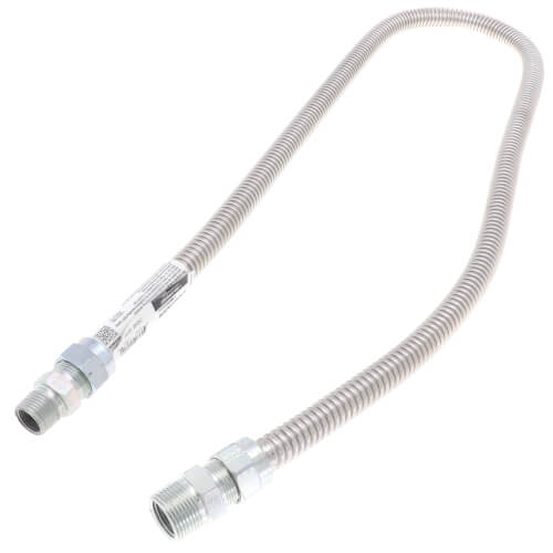Main product image of Model 30-3141-48 1/2" ID (5/8" OD) Stainless Steel Gas Connector 1/2" MIP X 3/4" MIP (48" Length)