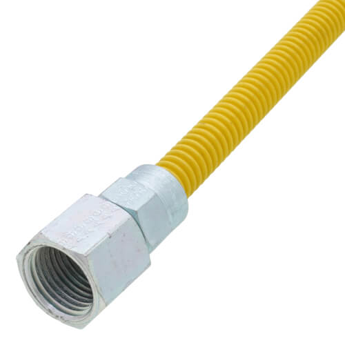 Main product image of Model 10C-3232-12 1/4" ID (3/8" OD) Yellow Coated SS Gas Connector 1/2" FIP x FIP (12" Length)
