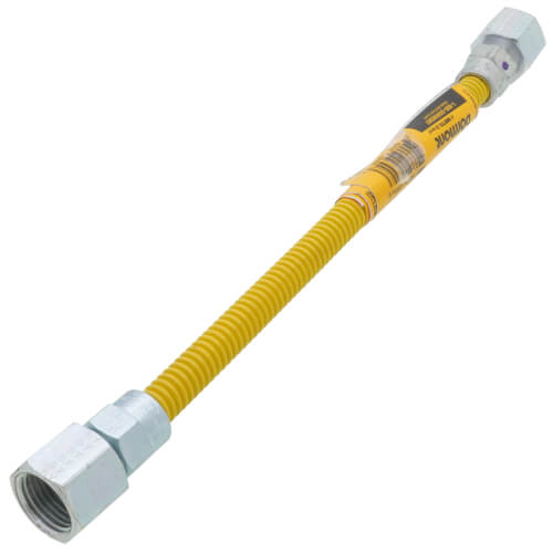 Main product image of Model 10C-3232-12 1/4" ID (3/8" OD) Yellow Coated SS Gas Connector 1/2" FIP x FIP (12" Length)