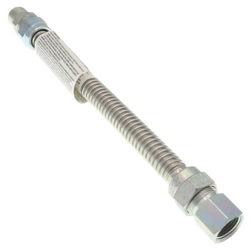 Main product image of Model 30-3132-12 1/2" ID (5/8" OD) Stainless Steel Gas Connector 1/2" MIP X 1/2" FIP (12" Length)