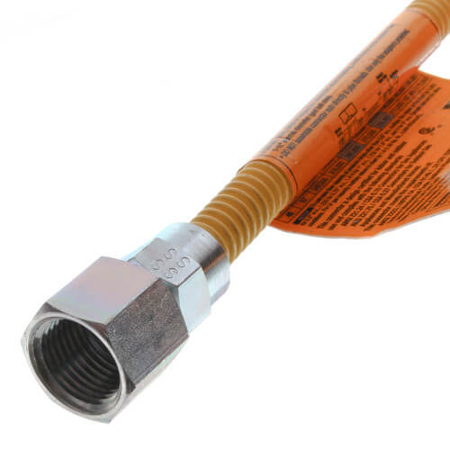 Main product image of Model 10C-3132-12 1/4" ID (3/8" OD) Yellow Coated SS Gas Connector 1/2" MIP x FIP (12" Length)