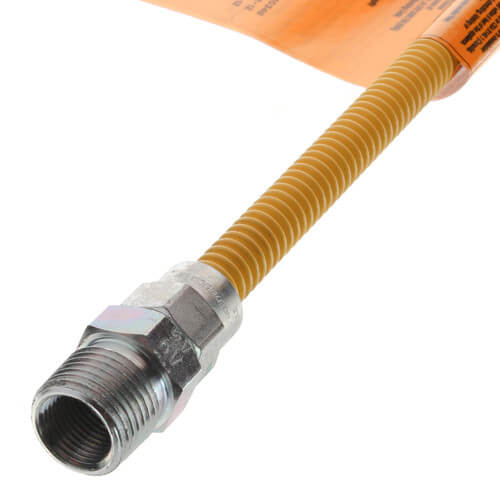Main product image of Model 10C-3132-12 1/4" ID (3/8" OD) Yellow Coated SS Gas Connector 1/2" MIP x FIP (12" Length)