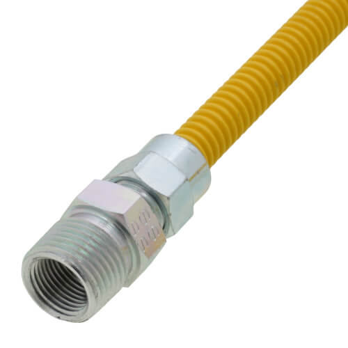 Main product image of Model 10C-3132-24 1/4" ID (3/8" OD) Yellow Coated SS Gas Connector 1/2" MIP x FIP (24" Length)