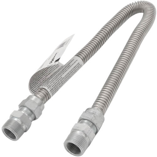 Main product image of Model 30-4141-24 1/2" ID (5/8" OD) Stainless Steel Gas Connector 3/4" MIP (24" Length)