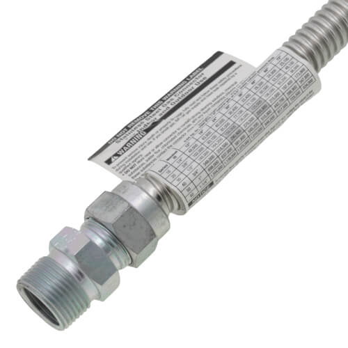 Main product image of Model 30-4141-48 1/2" ID (5/8" OD) Stainless Steel Gas Connector 3/4" MIP (48" Length)