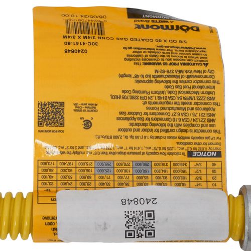 Main product image of Model 30C-4141-60 1/2" ID (5/8" OD) SafetyShield Stainless Steel Gas Connector, 3/4" MIP x 3/4" MIP (60" Length)
