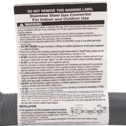 Main product image of Model 41-4142-12 1" OD (3/4" ID) Gray PVC Coated High BTU SS Gas Connector 3/4" MIP x FIP (12" Length)