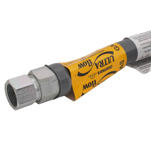 Main product image of Model 41-4142-12 1" OD (3/4" ID) Gray PVC Coated High BTU SS Gas Connector 3/4" MIP x FIP (12" Length)