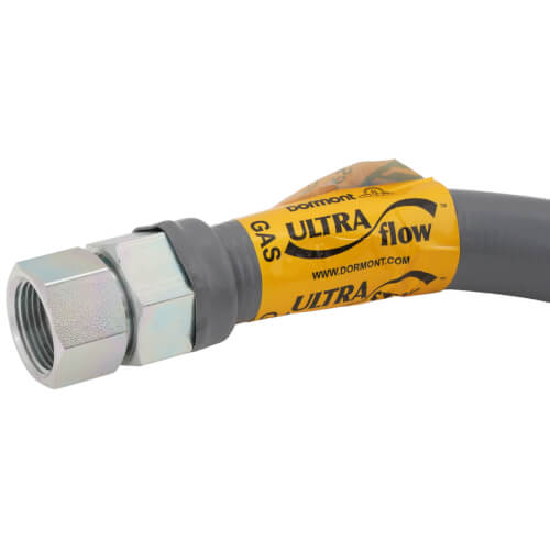 Main product image of Model 51-5152-18 1" ID (1-1/4" OD) PVC Coated High BTU SS Gas Connector 1" MIP x FIP (18" Length)