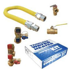 18" Safety Shield Yellow Coated High BTU Gas Connector, Single Union Service Valve Set (Full Port)