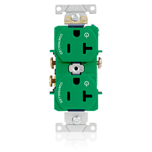 Main product image of Duplex Receptacle Outlet, Heavy-duty , 20A, 125v, Back Or Side Wire, 2-pole, 3-wire (Green)