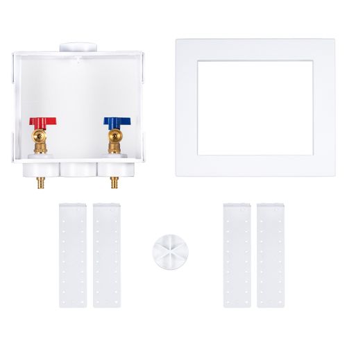 Main product image of Quadtro, 1/4 Turn, PEX Crimp, Washing Machine Outlet Box - Contractor Pack, 38562
