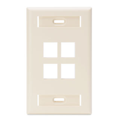 Main product image of Single-Gang Quickport, Wallplate w/ ID Windows, 4-port (Light Almond)