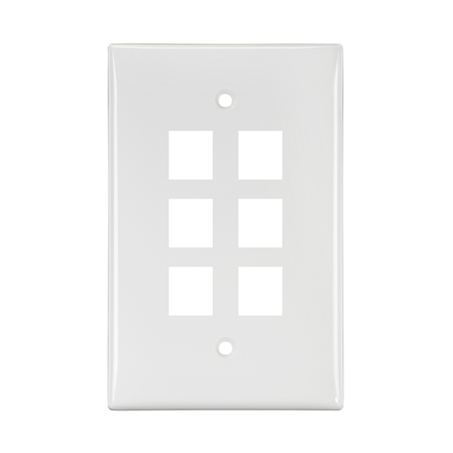 Main product image of Midsize Single-Gang Quickport, Wallplate, 6-port (White)