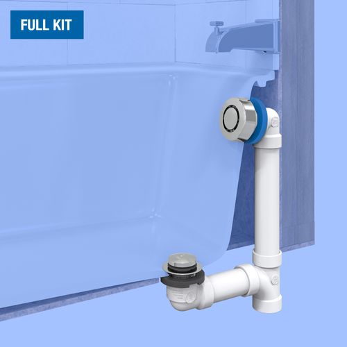 Main product image of True Blue PVC Bath Waste Full Kit w/ Touch Toe Stopper (Chrome)