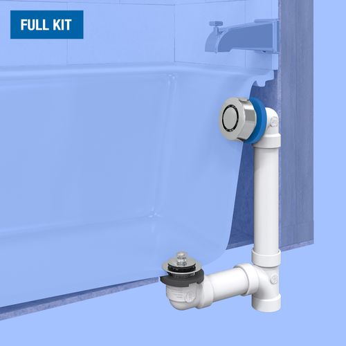 Main product image of True Blue PVC Bath Waste Full Kit w/ Uni-Lift Stopper (Chrome)