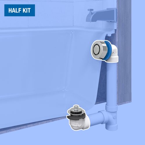 Main product image of True Blue PVC Bath Waste Half Kit w/ Uni-Lift Stopper & Test Kit (Chrome Plated Zinc)